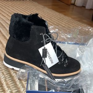 NWT Napoleoni suede shearling lined boots IT39 US9